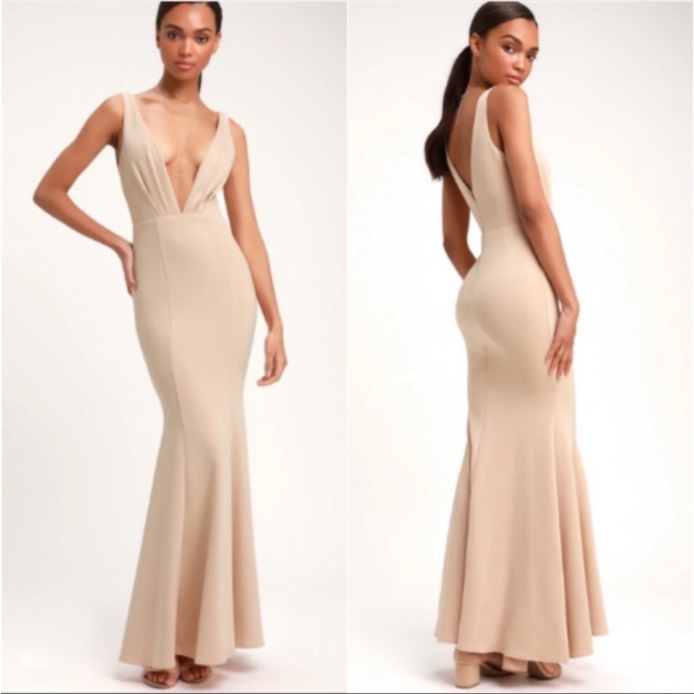 Freshly dry cleaned - lulus nude maxi dress size XS